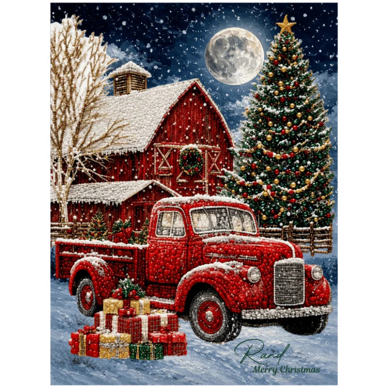 Weihnachtsbauernhof - Premium Perlen Diamond Painting