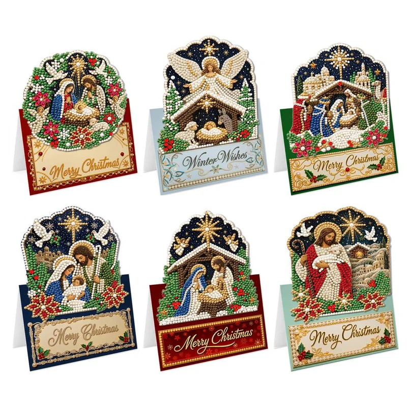 Perlen Diamond Painting Weihnachtskarten - Geburt Jesu Set