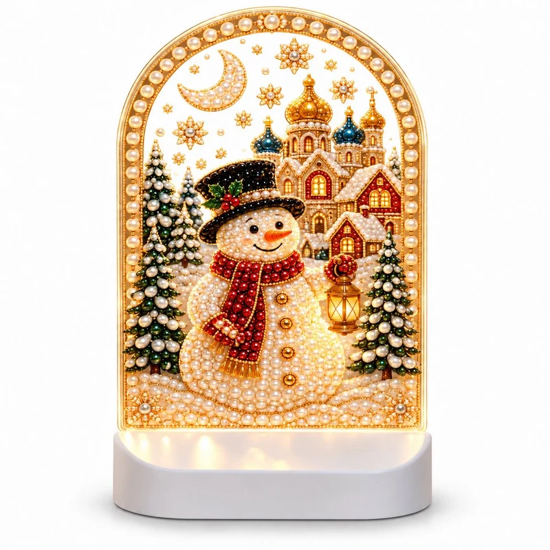 Diamond Painting Nachtlampe - Schneemanndorf