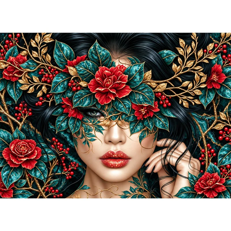 5D Diamond Painting – Selene im Garten der Rubinrosen