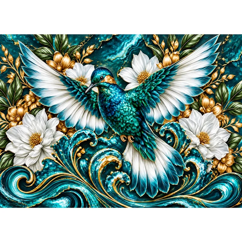 5D Diamond Painting – Schwingen der Smaragdwellen