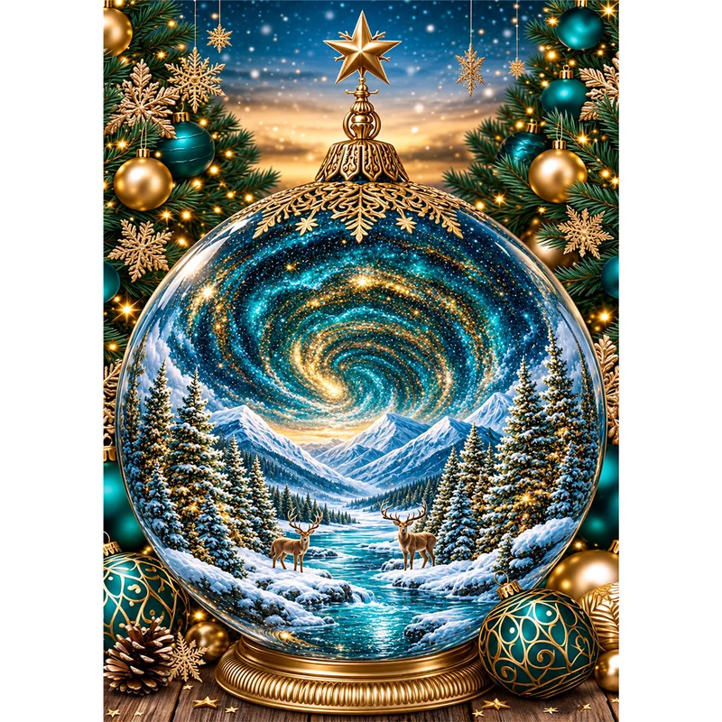 5D Diamond Painting – Winterkosmos im Weihnachtszauber
