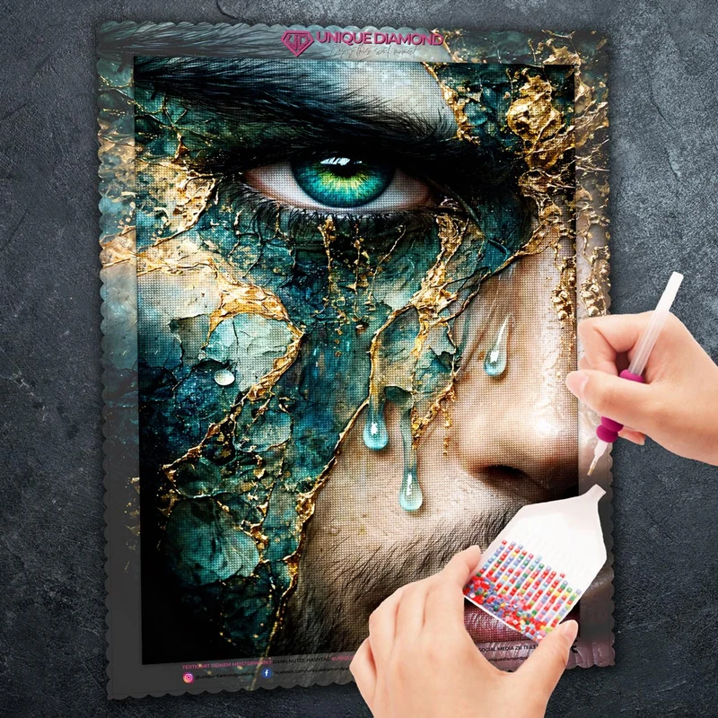 5D Diamond Painting – Zerbrochene Seele in Smaragd & Gold