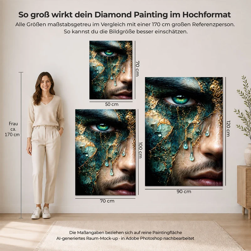 5D Diamond Painting – Zerbrochene Seele in Smaragd & Gold