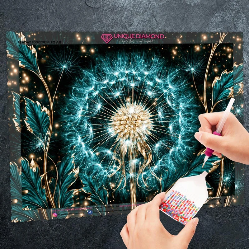 5D Diamond Painting – Pusteblume Aurelia im Türkislicht