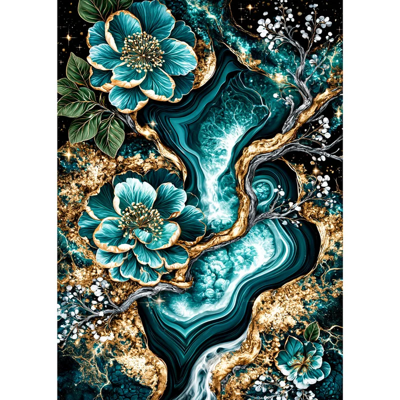 5D Diamond Painting – Smaragdblüten der Ewigkeit