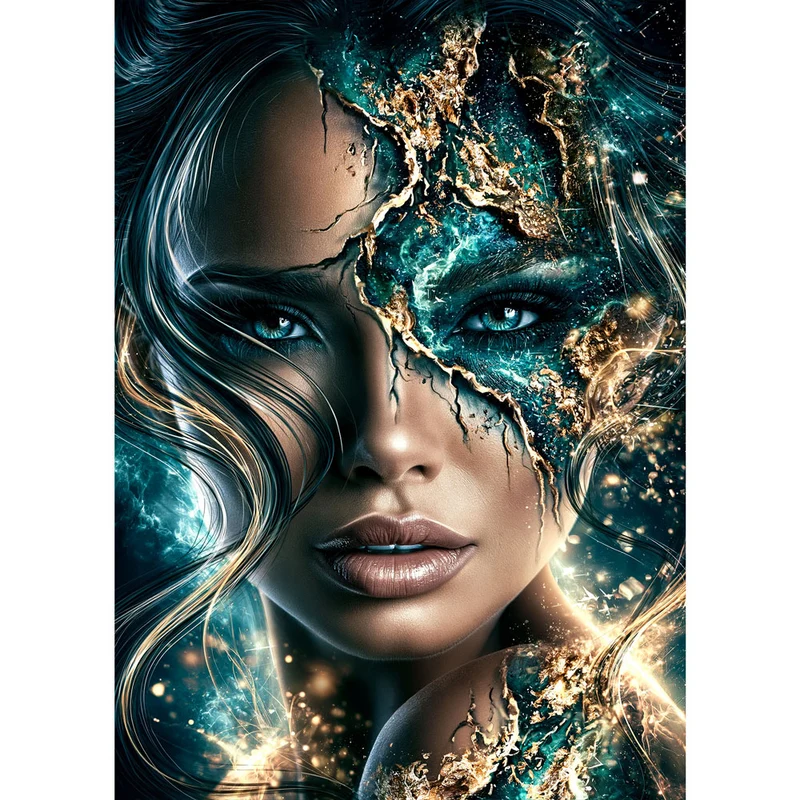 5D Diamond Painting – Smaragdseele in Gold