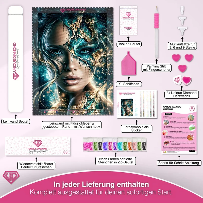 5D Diamond Painting – Smaragdseele in Gold