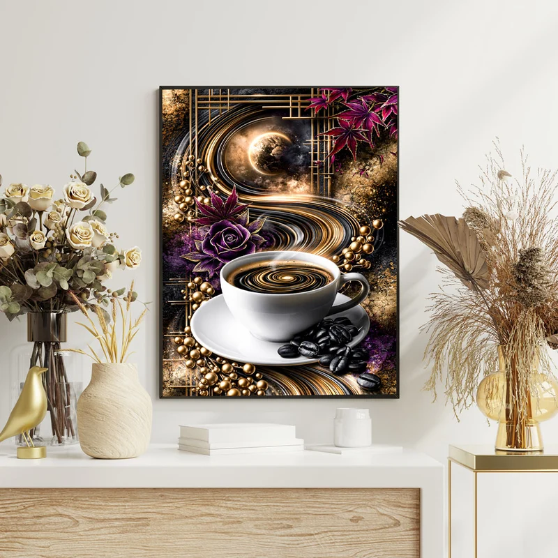 5D Diamond Painting – Kaffee im Orbit der Träume