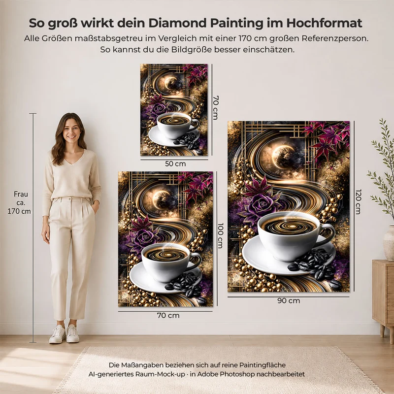 5D Diamond Painting – Kaffee im Orbit der Träume