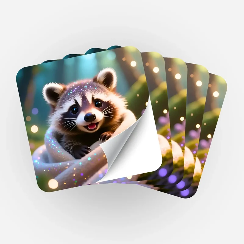 Aufkleber 5er-Set - Waschbär Relaxo