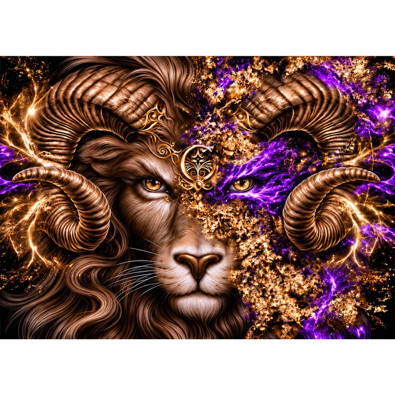 5D Diamond Painting – Löwe der Violetten Urkraft