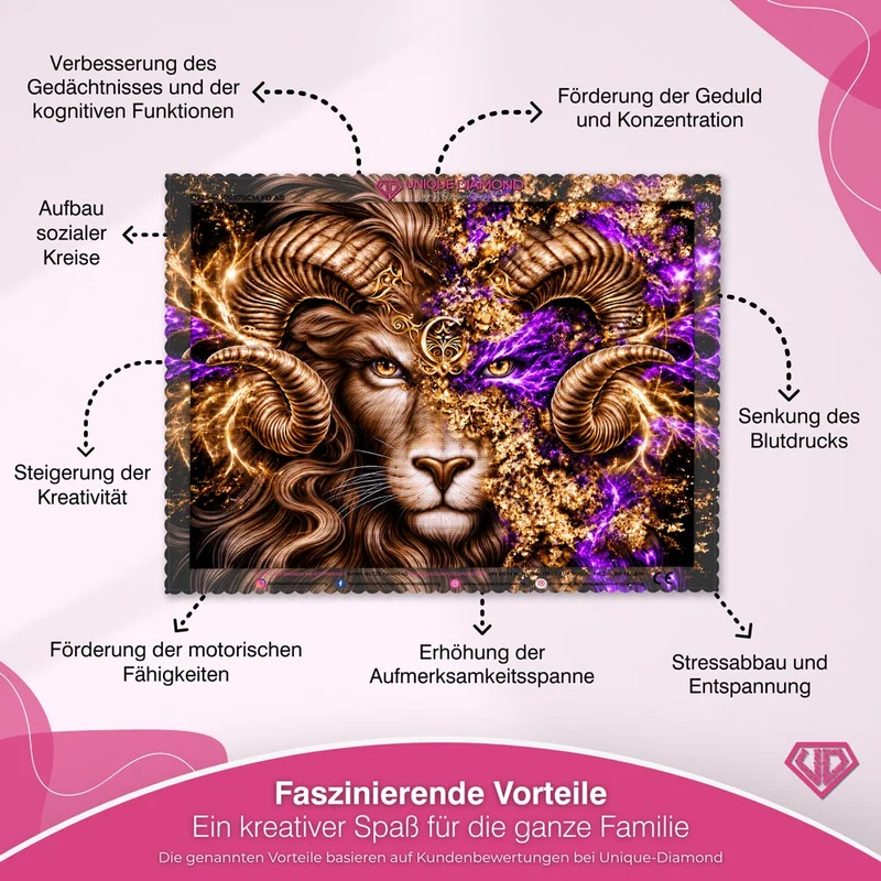 5D Diamond Painting – Löwe der Violetten Urkraft