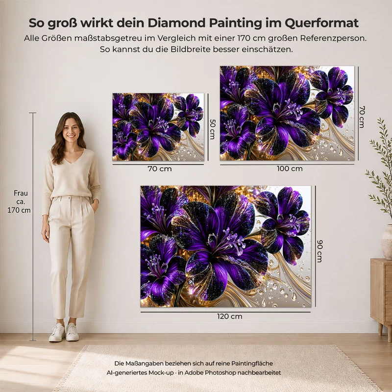 5D Diamond Painting – Amethystblüten im Goldrausch
