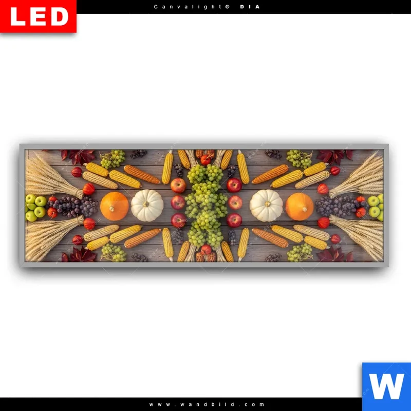 Leuchtbild Acrylglas Canvalight® DIA | Herbsternte Symmetrie in Bunt | Panorama
