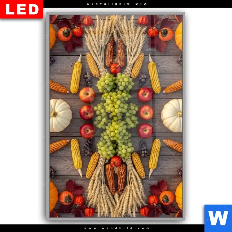 Leuchtbild Acrylglas Canvalight® DIA | Herbsternte Symmetrie in Bunt | Hochformat