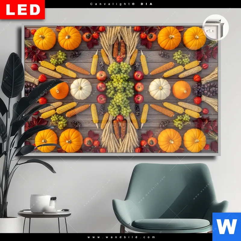Leuchtbild Acrylglas Canvalight® DIA | Herbsternte Symmetrie in Bunt | Querformat