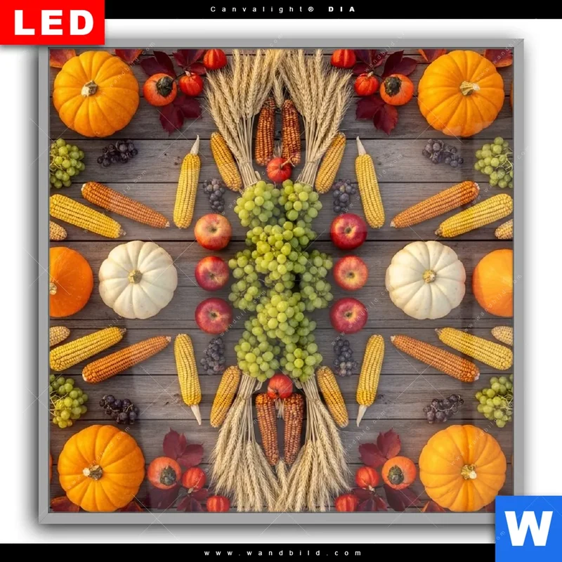 Leuchtbild Acrylglas Canvalight® DIA | Herbsternte Symmetrie in Bunt | Quadrat