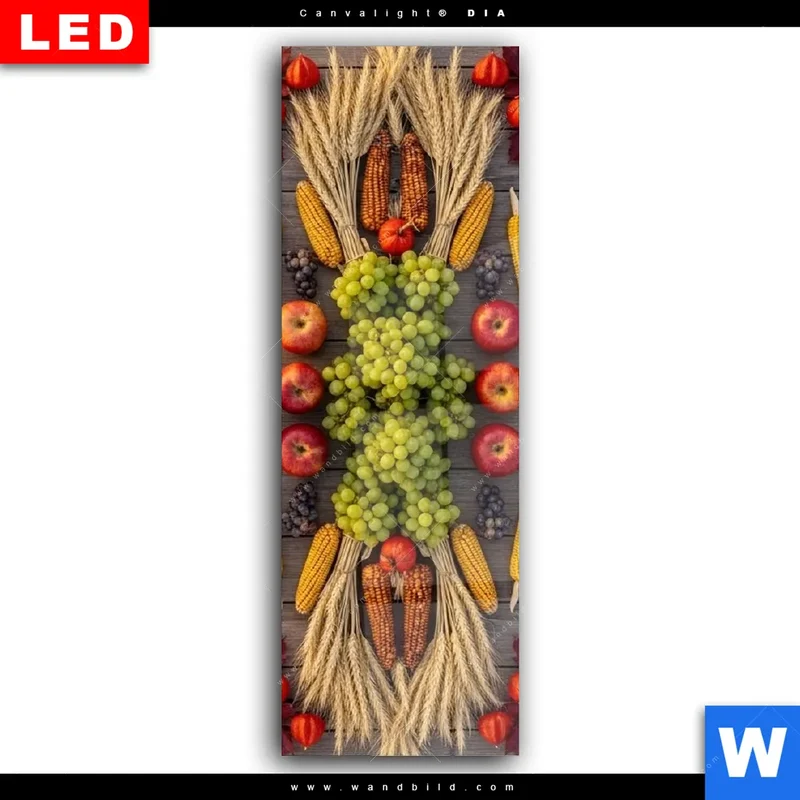 Wechselmotiv Acrylglas Canvalight® DIA | Herbsternte Symmetrie in Bunt | Schmal
