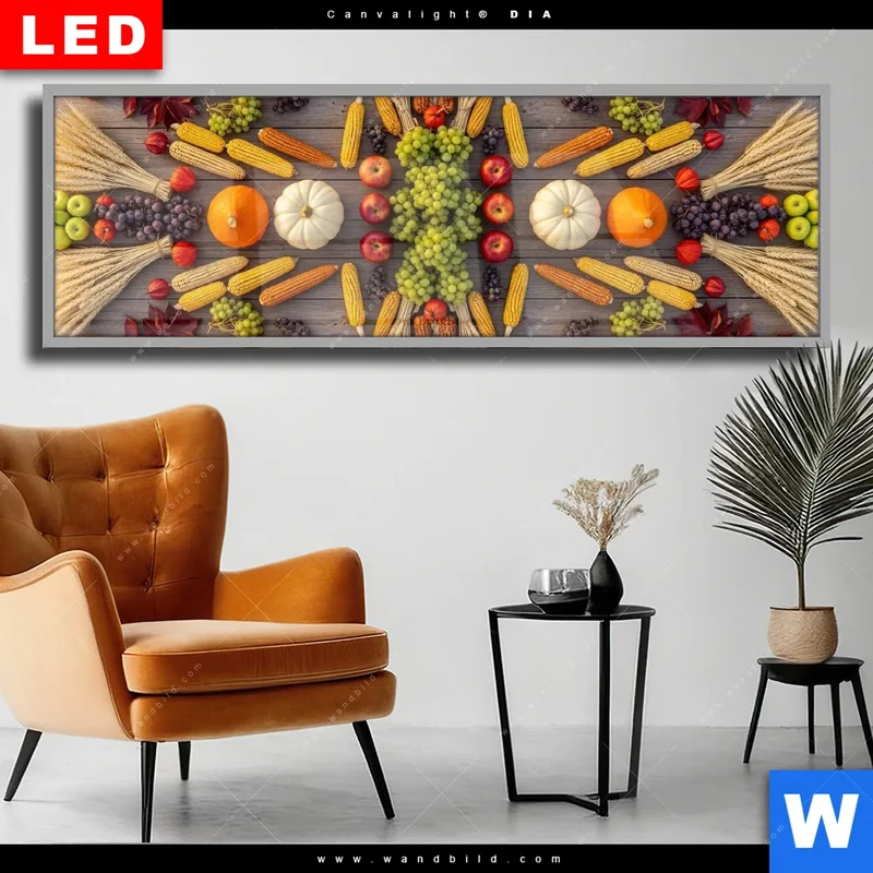 Wechselmotiv Acrylglas Canvalight® DIA | Herbsternte Symmetrie in Bunt | Panorama