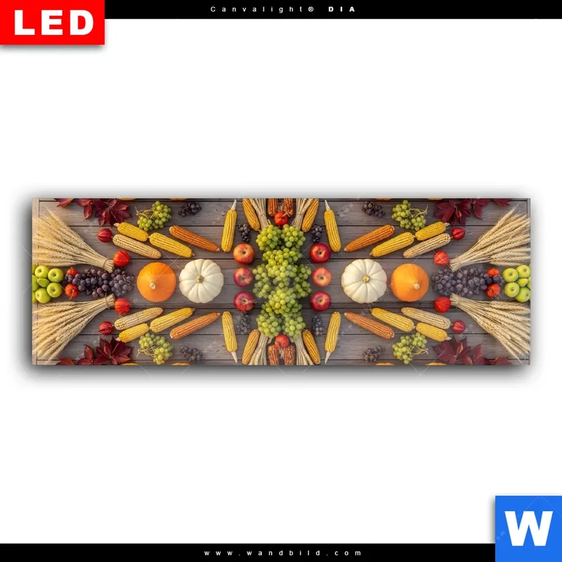 Wechselmotiv Acrylglas Canvalight® DIA | Herbsternte Symmetrie in Bunt | Panorama