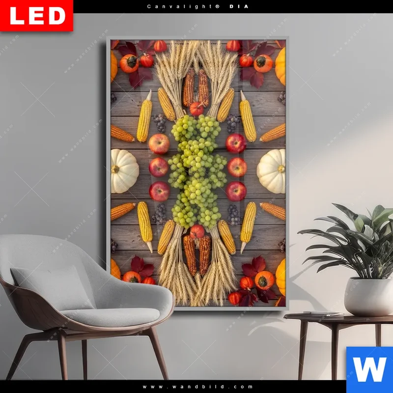 Wechselmotiv Acrylglas Canvalight® DIA | Herbsternte Symmetrie in Bunt | Hochformat