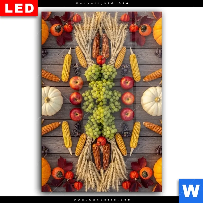 Wechselmotiv Acrylglas Canvalight® DIA | Herbsternte Symmetrie in Bunt | Hochformat