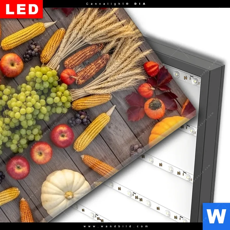 Wechselmotiv Acrylglas Canvalight® DIA | Herbsternte Symmetrie in Bunt | Hochformat