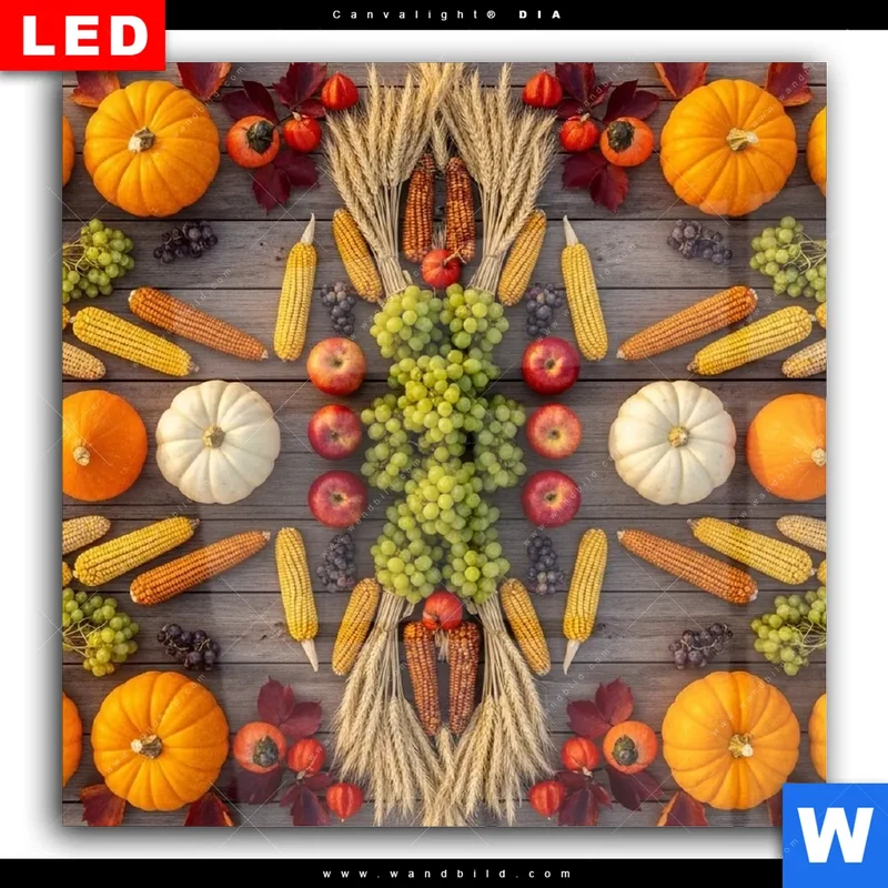 Wechselmotiv Acrylglas Canvalight® DIA | Herbsternte Symmetrie in Bunt | Quadrat