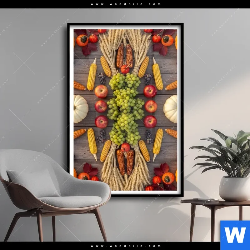 Poster | Herbsternte Symmetrie in Bunt | Hochformat
