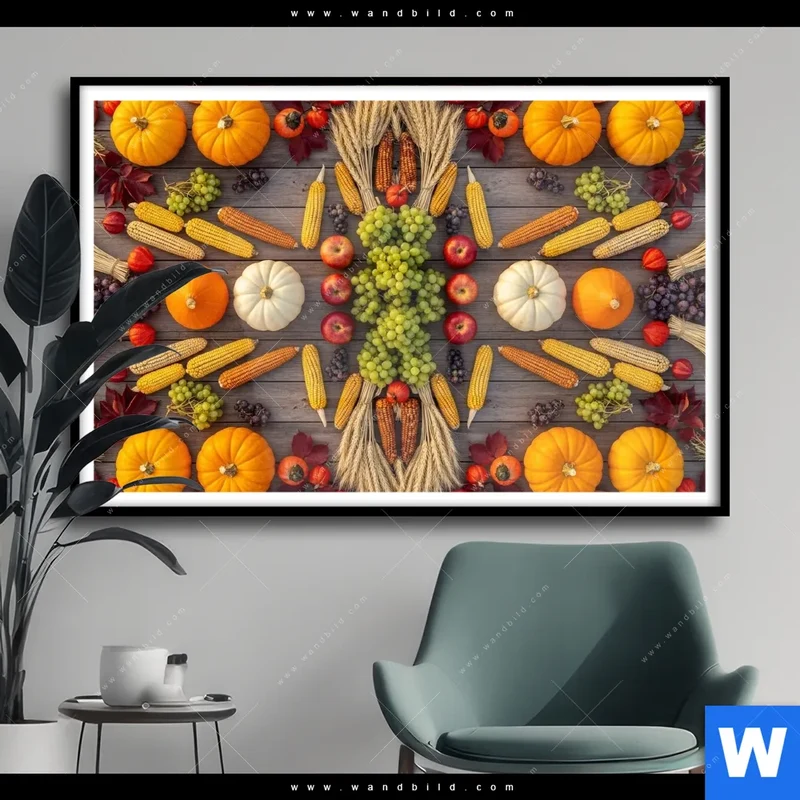 Poster | Herbsternte Symmetrie in Bunt | Querformat