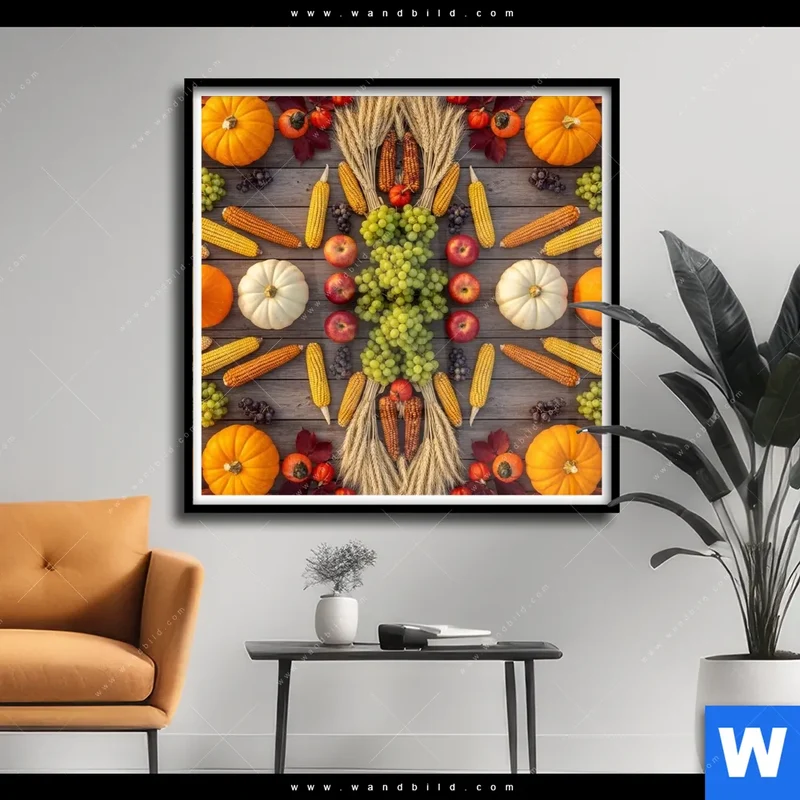 Poster | Herbsternte Symmetrie in Bunt | Quadrat