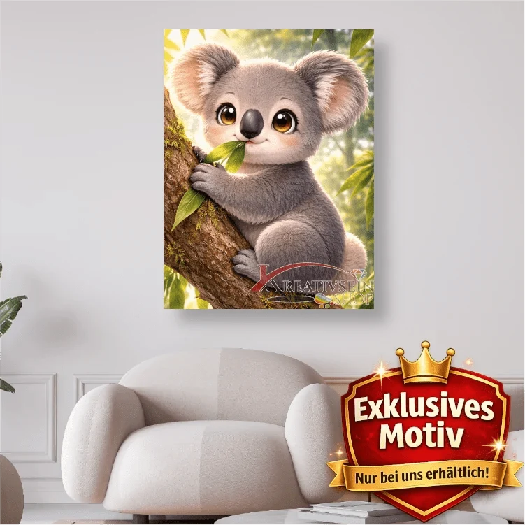 🐨 Kawaii Diamond Painting Set „Süßer Koala im Eukalyptusbaum“ – Niedliches DIY Motiv