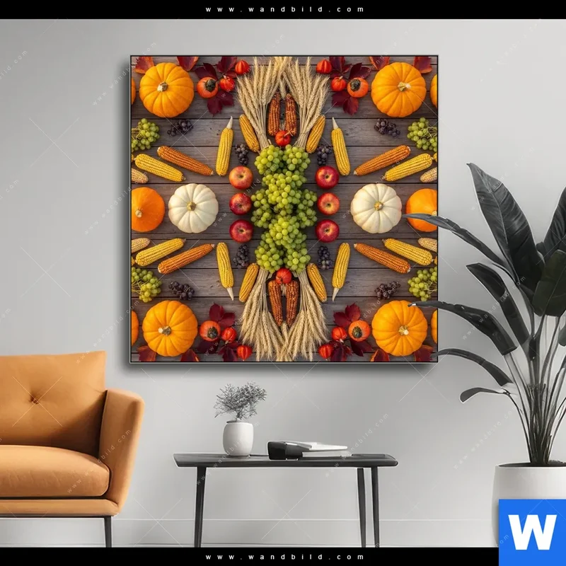Wechselmotiv | Herbsternte Symmetrie in Bunt | Quadrat