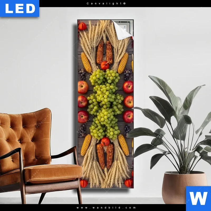Canvalight® Leuchtbild | Herbsternte Symmetrie in Bunt | Schmal
