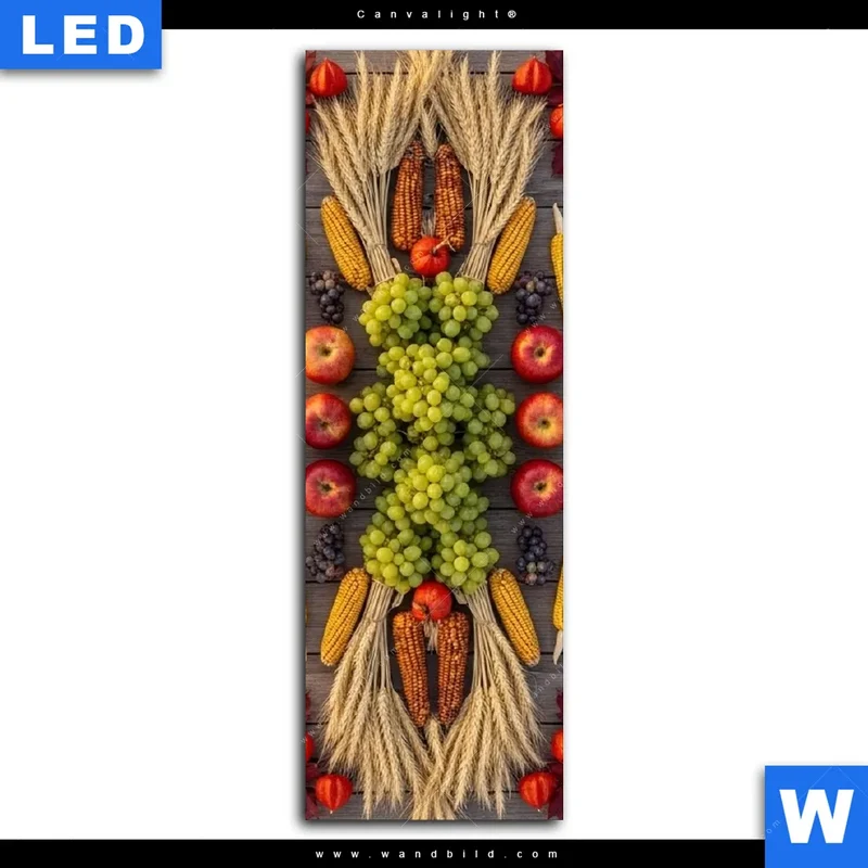 Canvalight® Leuchtbild | Herbsternte Symmetrie in Bunt | Schmal