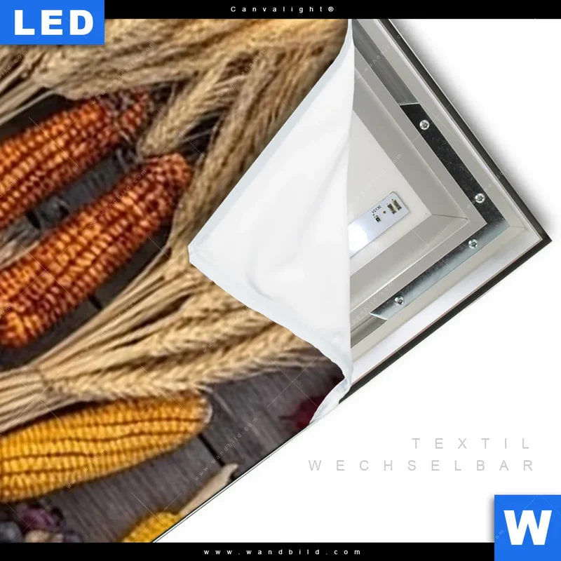 Canvalight® Leuchtbild | Herbsternte Symmetrie in Bunt | Schmal