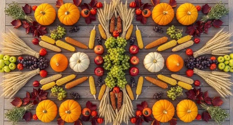 Canvalight® Leuchtbild | Herbsternte Symmetrie in Bunt | Schmal