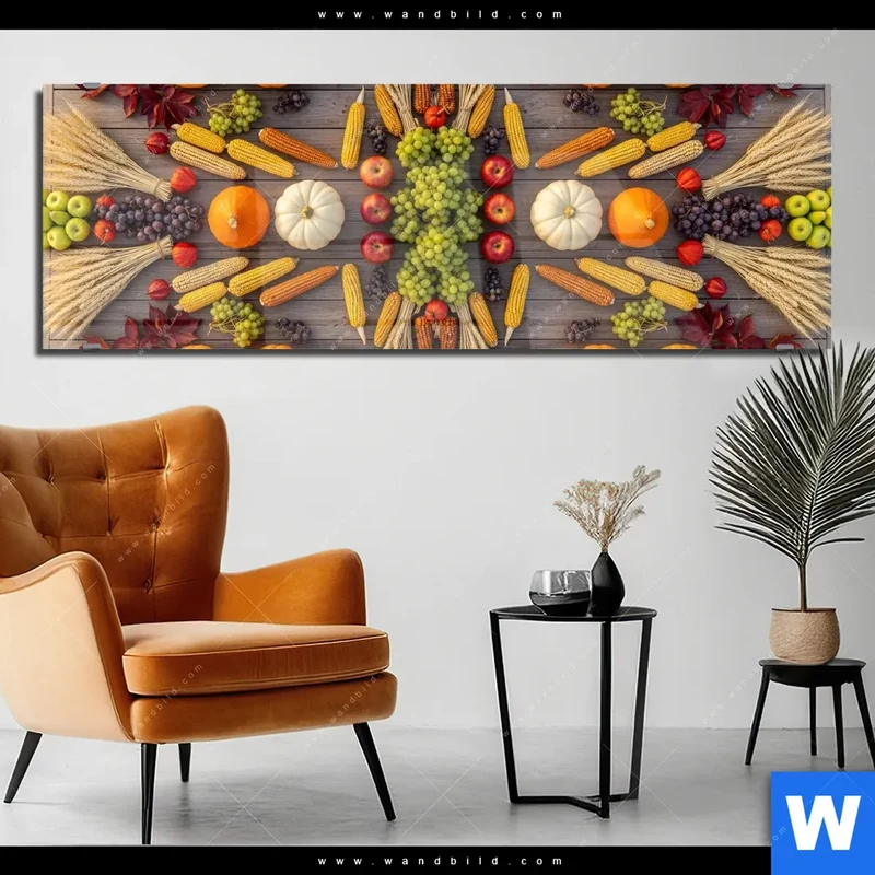 Acrylglasbild | Herbsternte Symmetrie in Bunt | Panorama