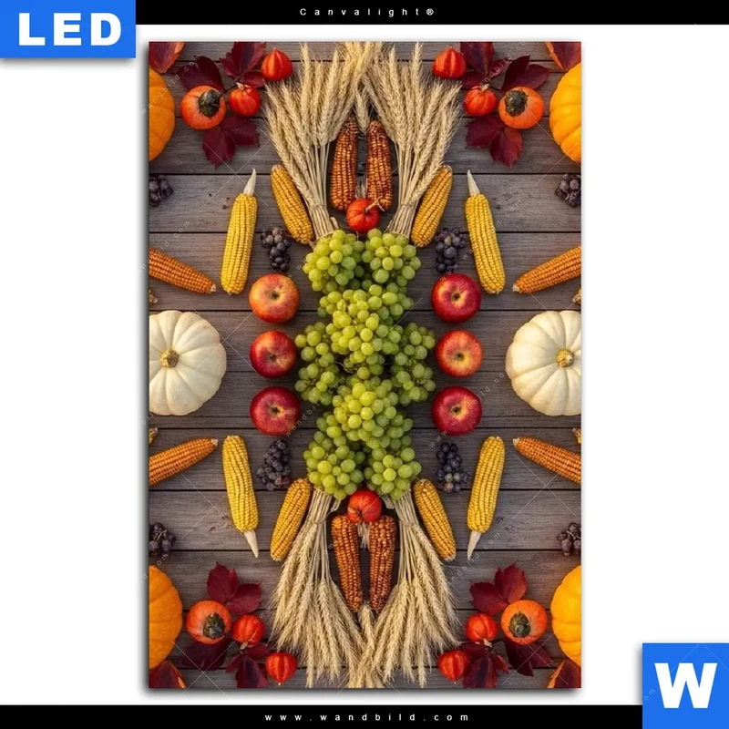 Canvalight® Leuchtbild | Herbsternte Symmetrie in Bunt | Hochformat