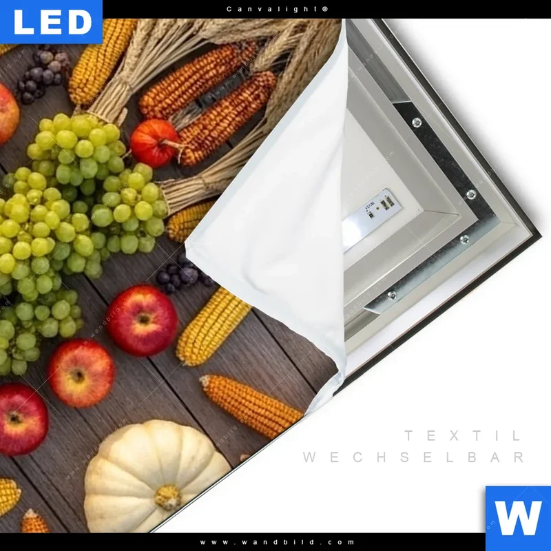 Canvalight® Leuchtbild | Herbsternte Symmetrie in Bunt | Hochformat