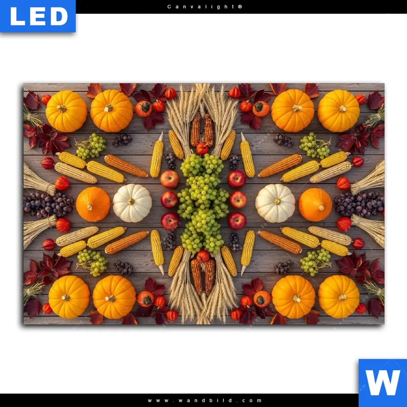Canvalight® Leuchtbild | Herbsternte Symmetrie in Bunt | Querformat
