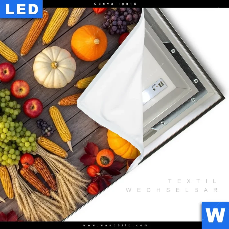 Canvalight® Leuchtbild | Herbsternte Symmetrie in Bunt | Querformat