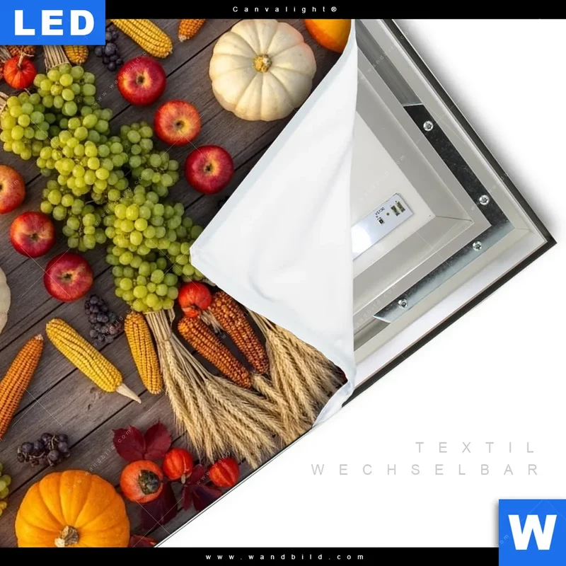 Canvalight® Leuchtbild | Herbsternte Symmetrie in Bunt | Quadrat