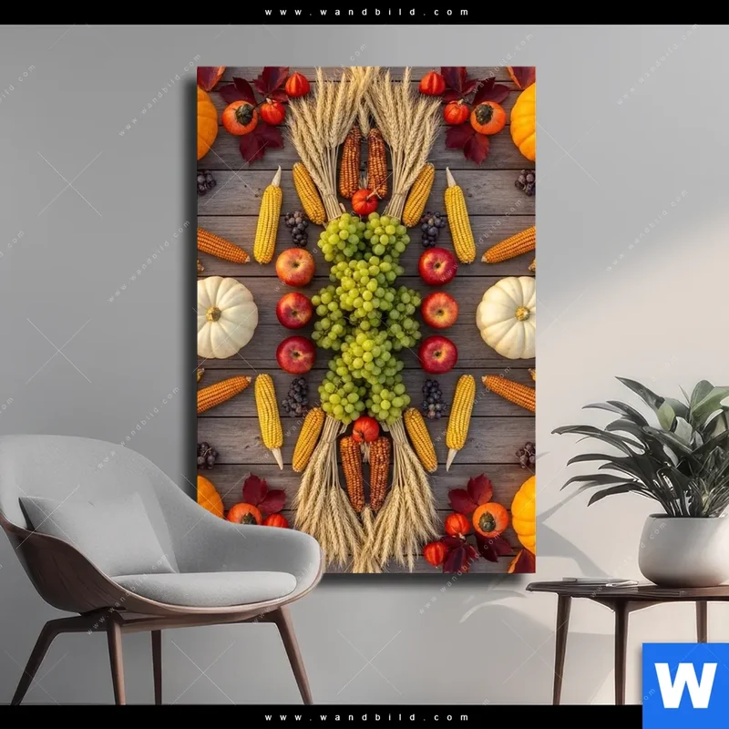 Leinwandbild | Herbsternte Symmetrie in Bunt | Hochformat