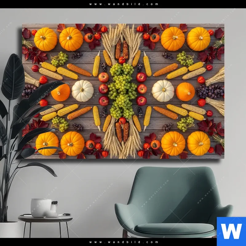 Leinwandbild | Herbsternte Symmetrie in Bunt | Querformat