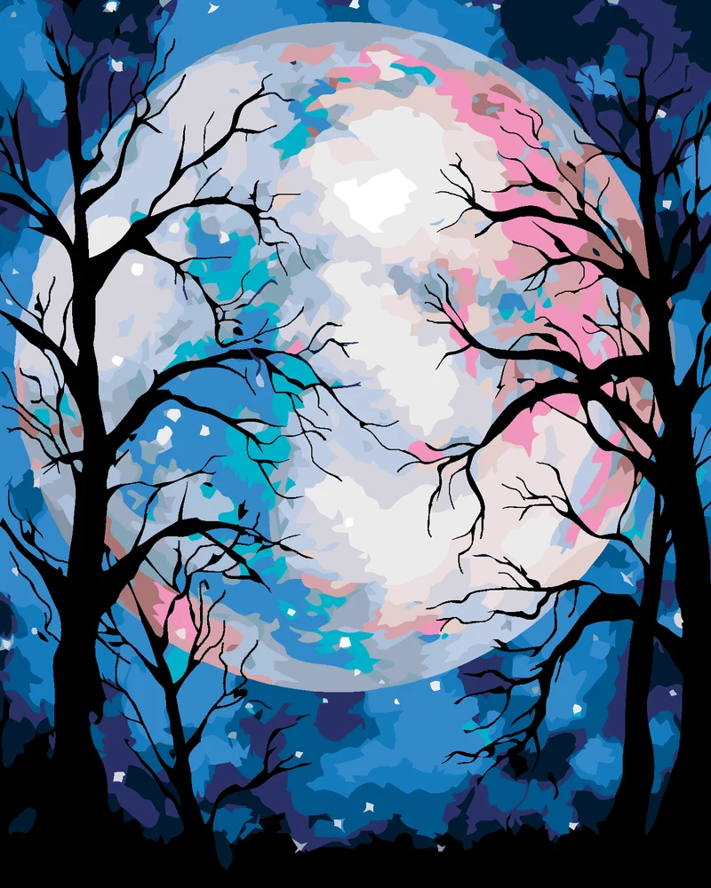 Diamond painting - FARBIGER MOND