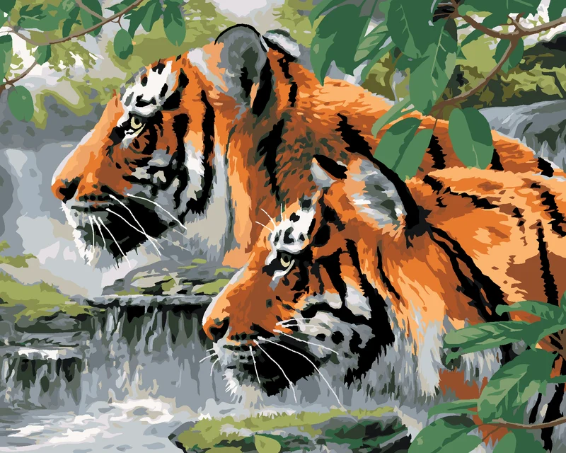 Diamond painting - SUCHENDE TIGER AM FLUSS (HOWARD ROBINSON)
