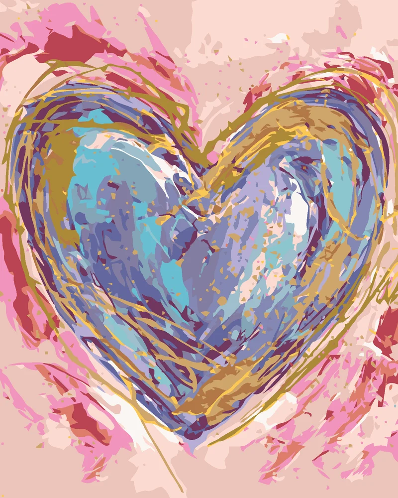 Diamond painting - LILA HERZ AUF ROSA HINTERGRUND (HALEY BUSH)
