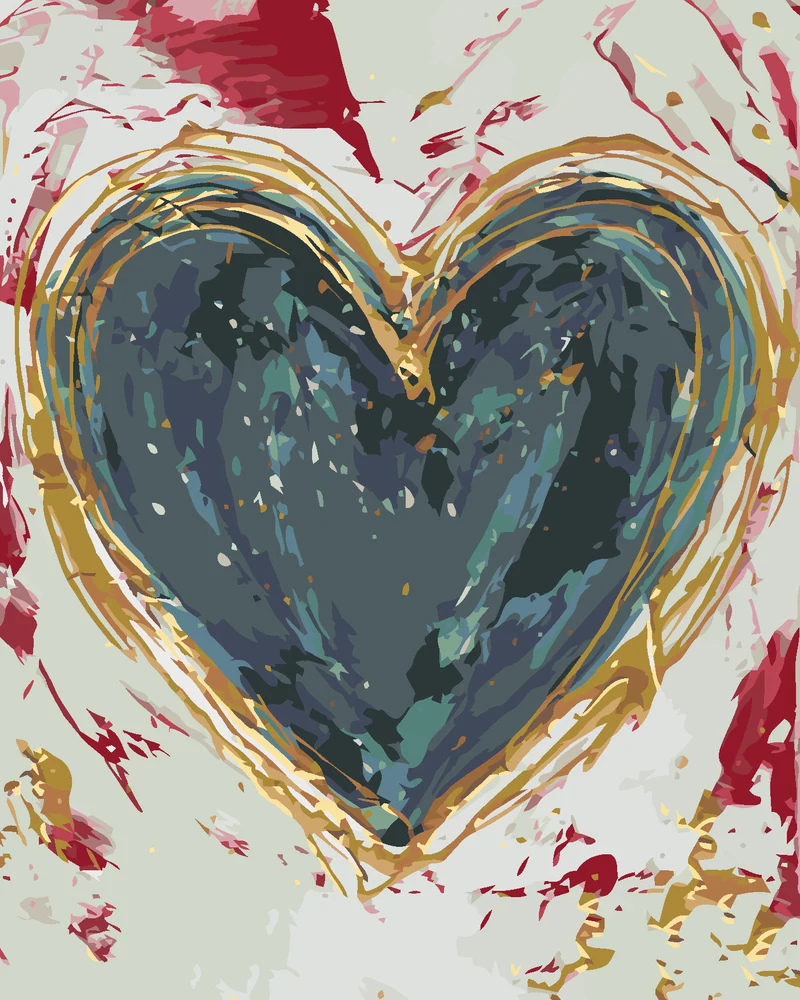 Diamond painting - GRÜNES HERZ AUF FARBIGEM HINTERGRUND (HALEY BUSH)
